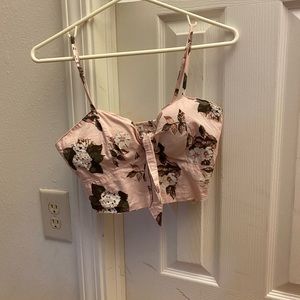 Pink Floral Charlotte Russe Crop Top